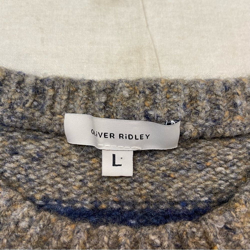 Men’s Oliver Ridley Brand Blue and Brown Striped Sweater‎ Wool Alpaca Blend L - Picture 5 of 8